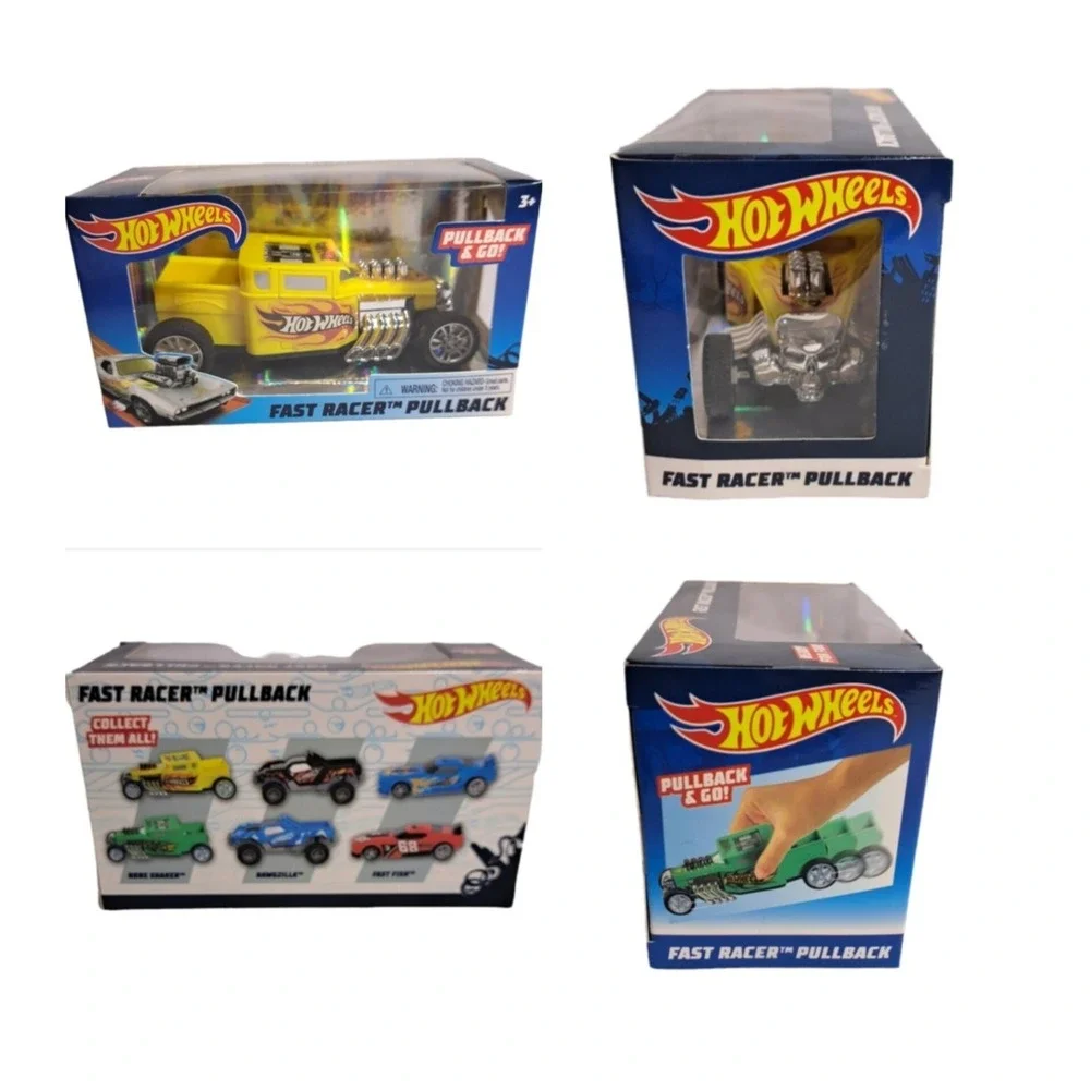 Hot Wheels Kids Pullback & Go Fast Racer Yellow Bone Shaker Car Ages 3+